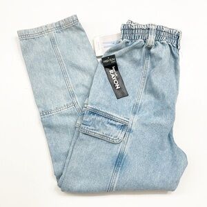 NEW Simple Society Super High Rise Cargo Straight denim jeans